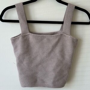 Hollister Tan Knit Rib Cropped Sweater Tank Top - Medium